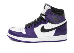 Nike Air Jordan 1 High White Court Purple 2.0 фиолетовые с белым кожаные мужские-женские (36-40)