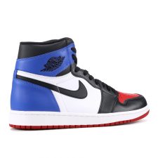 Nike Air Jordan 1 Retro High OG Top 3 черно-белые с красным и синим кожаные женские (35-39)