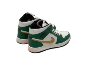 Nike Air Jordan 1 Retro High белые c зеленым и желтым кожа-нубук женские (35-40)