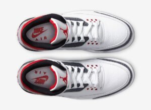 Nike Air Jordan 3 Denim se Fire Red бело-серые с красным кожаные мужские (40-44)