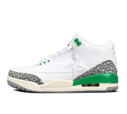 Nike Air Jordan 3 Lucky Green бело-серые с зеленым кожаные мужские (40-44)